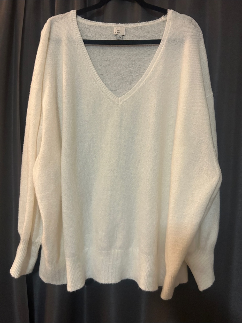 a new day Cream V-Neck Oversized Knit Sweater